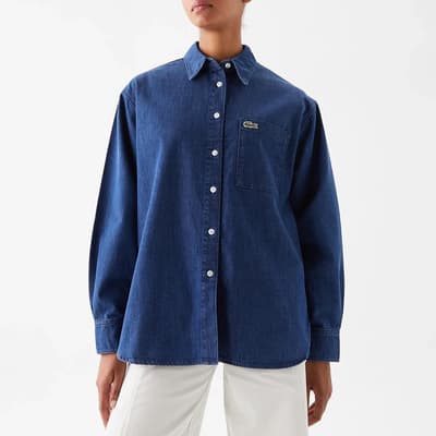 Dark Blue Long Sleeved Cotton Shirt