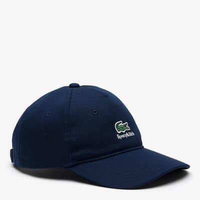 Navy Embroidered Cotton Cap