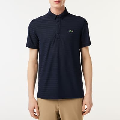 Navy Striped Short Sleeve Polo Shirt