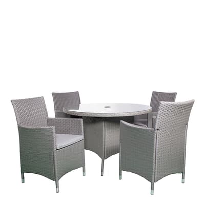 Nevada 4 Seater Dining Set & 4 Carver Chairs, Grey