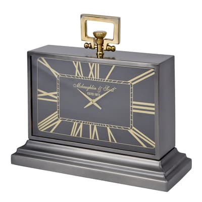 Iconic Latham Black & Gold Rectangular Clock, Medium 