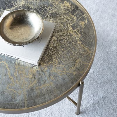 Vienna Atlas Coffee Tray Table, Antique Gold