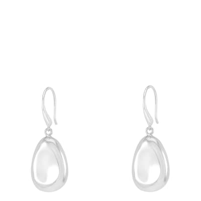 Silver Large Pebble Drop Earrings