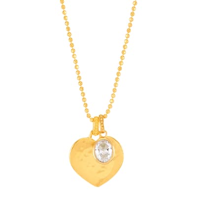 Gold Love Story Heart Pendant With White Topaz
