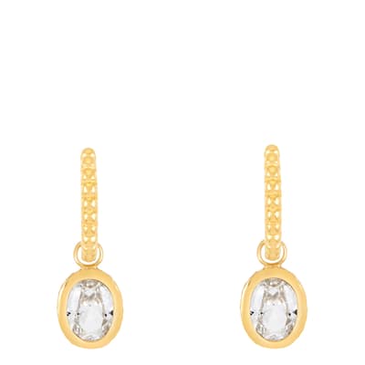 Gold Love Story Charm Drop Earrings With White Topaz
