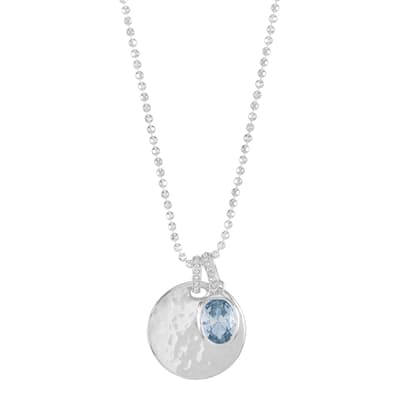 Silver Bluebell Heart Pendant With Blue Topaz