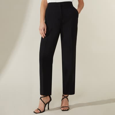 Black Tapered Straight Trousers