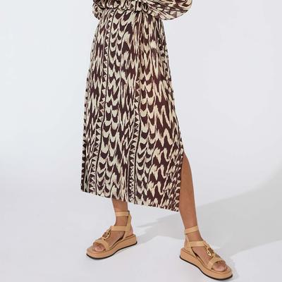 Brown Abstract Printed Skirt