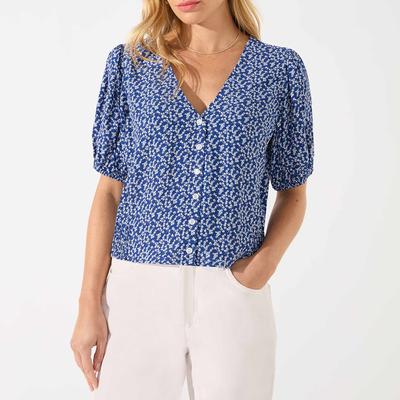 Blue Ditsy Printed Top