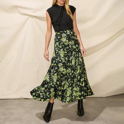 Yellow Floral Midi Skirt