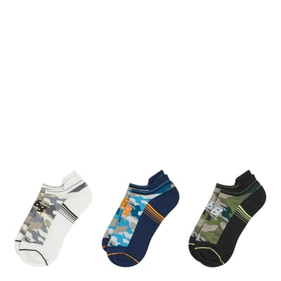 Multi Camo No Show Tab Sock 3 Pack