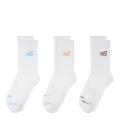 White Logo Stripe Crew Sock 3 Pack