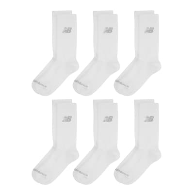 White Sport Cushioned Crew Sock 6 Pack
