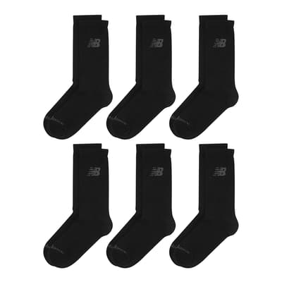 Black Sport Cushioned Crew Sock 6 Pack
