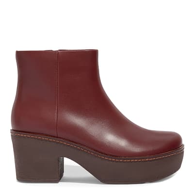 Brown Pilar Leather Heeled Ankle Boots