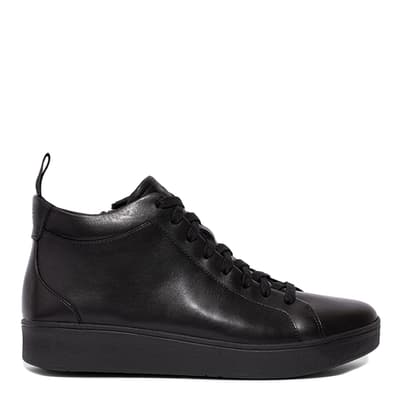 Black Rally Leather High Top Trainers