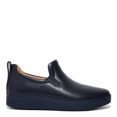 Midnight Navy Rally Leather Slip On Trainers