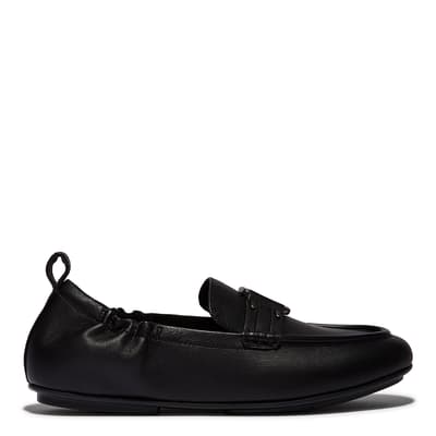 Black Allegro Stud Buckled Leather Loafers