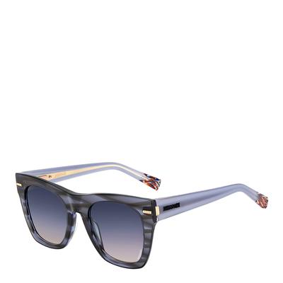 Grey Horn Blue Square Sunglasses