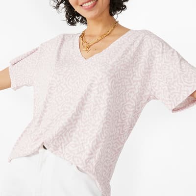 Pink Marie V-Neck Printed T-Shirt 