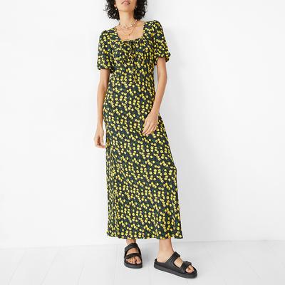 Yellow/Black Esther Midi Dress