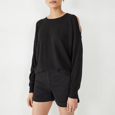 Black Mollie Cotton Blend Blouse 