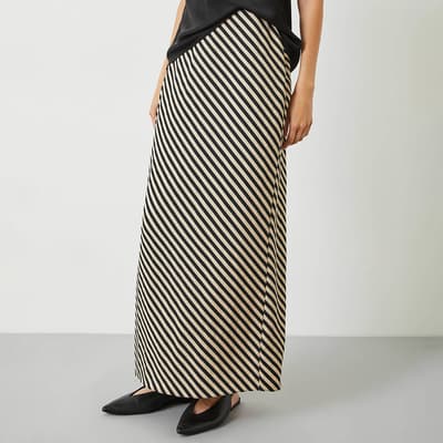 Black Reema Split Stripe Maxi Skirt 