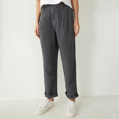 Charcoal Robin Relaxed Linen Blend Chinos 