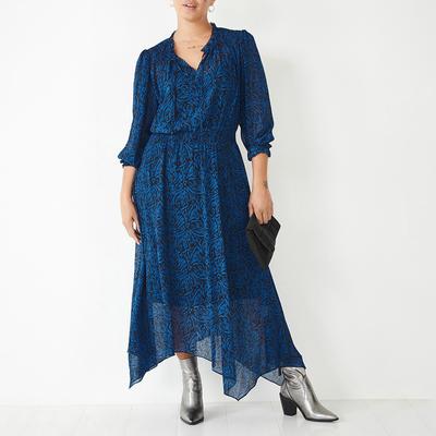 Blue Valerie Gathered Midi Dress