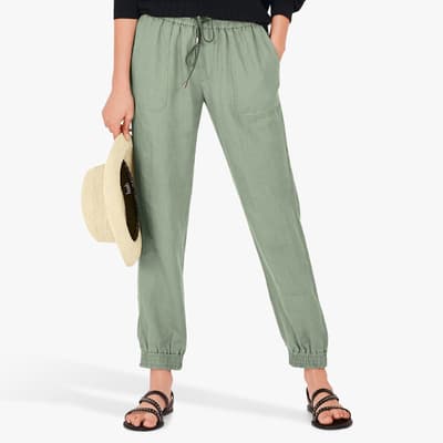 Sage Cropped Linen Joggers