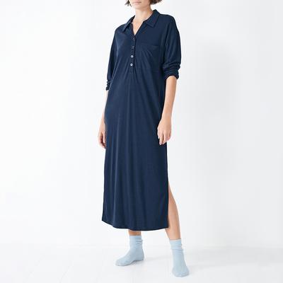 Navy Chesten Linen Blend Jersey Dress