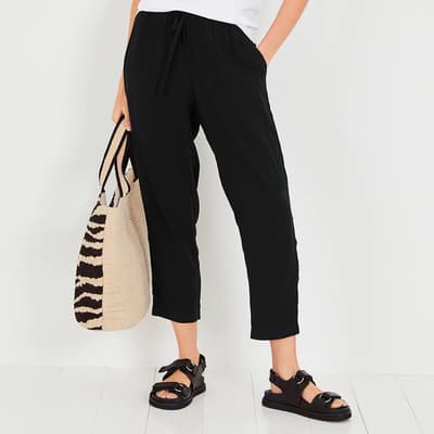 Black Cropped Easy Trousers