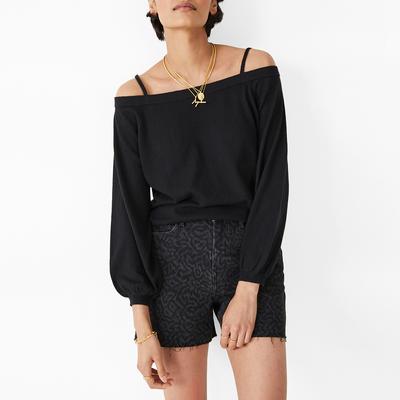 Black Angela Off Shoulder Cotton Blend Top