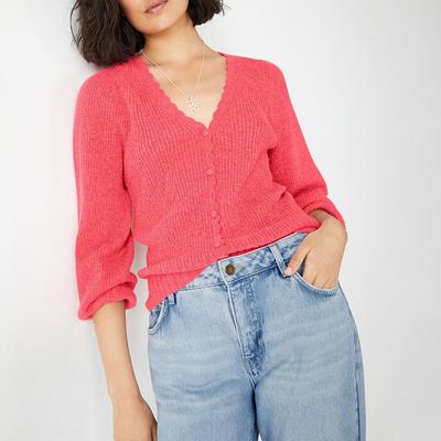 Pink Cleo Ribbed Cardigan 