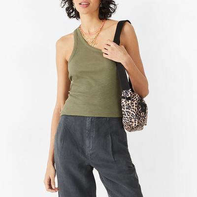 Khaki Nula One Shoulder Cotton Vest