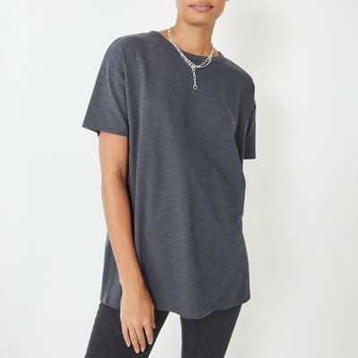 Charcoal Longline Cotton T-Shirt 