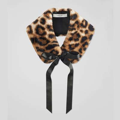  Leopard Print Faux Fur Scarf