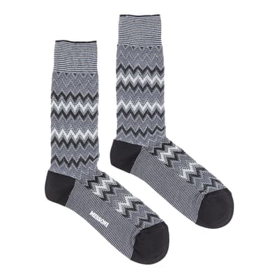 Grey Zigzag Woven Sock