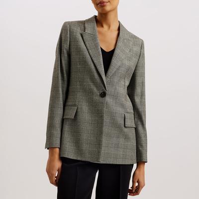 Black Wool Check Boyfriend Blazer