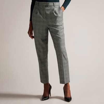 Black Check Jommial Wool Blend Trousers