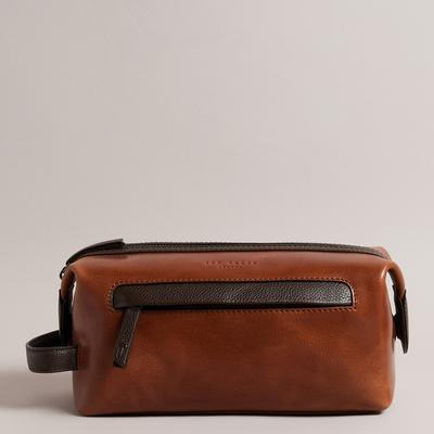 Tan Raylon Tan Waxy Leather Washbag