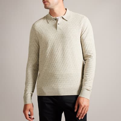 Brown Stitch Knitted Polo Jumper 