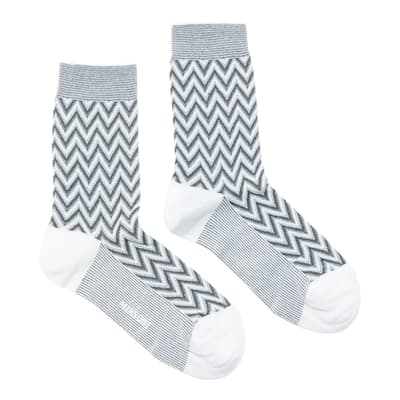 White Zigzag Knitted Sock