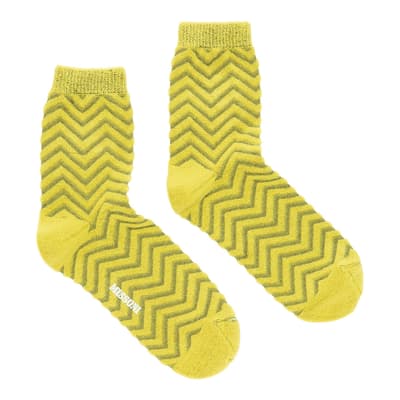 Green Zigzag Knitted Sock