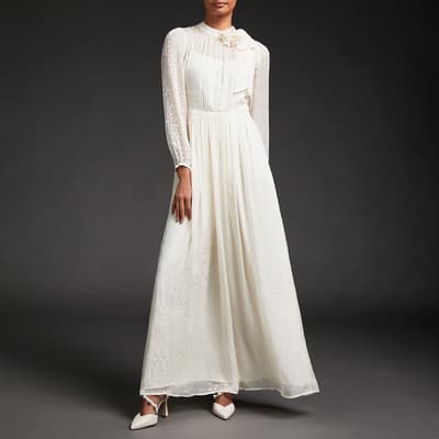 White Lovette Mesh Midi Dress