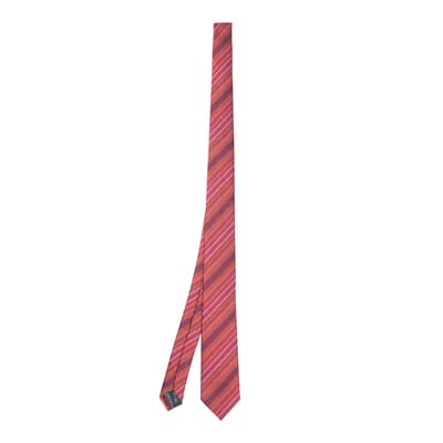 Red Stripe Woven Silk Tie