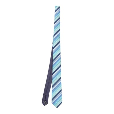Light Blue Stripe Woven Silk Tie