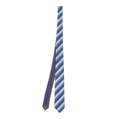 Dark Blue Zig Zag Stripe Woven Silk Tie