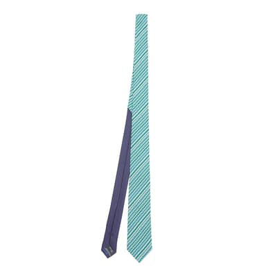 Green Micro Zig Zag Stripe Woven Silk Tie