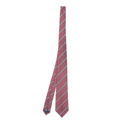 Burgundy Stripe Woven Silk Tie